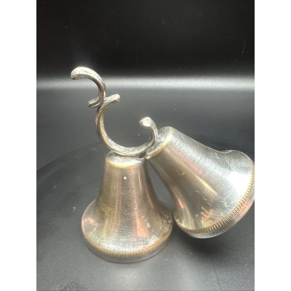 VINTAGE SILVER TONE BELLS WITH CLAPPER LOT OF 2, PENDANT, WEDDING/XMAS FREE SHIP